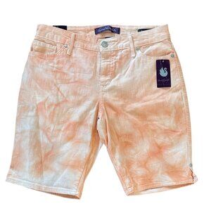 Gloria Vanderbilt Womens Tie-Dye Bermuda Shorts 10P Peach & White Cotton Blend